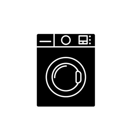 Washing machine silhouette icon. Home appliances symbol. Vector illustration.のイラスト素材