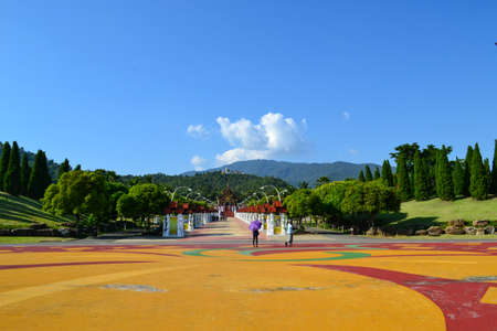 Landscape view of pavilion at  botanical garden in Chiangmai of Thailandの写真素材