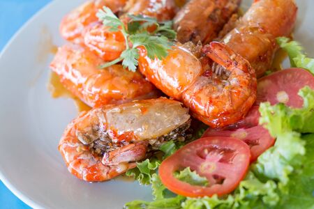 Fried river prawn with sweet and sour sauce  Thai foodの写真素材