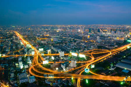 Long exposure of Express way in Bangkok city at twilightの写真素材