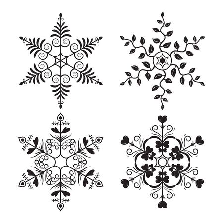 Vintage Design Snowflake Vector for Christmas and New Year Decorationのイラスト素材