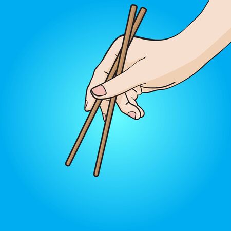 Right Hand using Chopsticks Vector Hand Drawnのイラスト素材