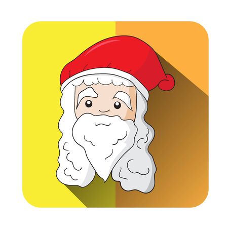 Smile Santa Claus Head Icon Vector, Cartoon Hand Drawn for Christmasのイラスト素材