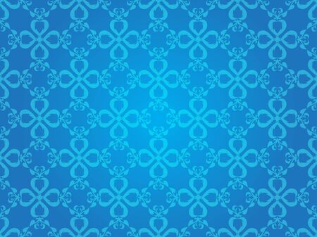 Blue Heart Vintage Line Art Vector Seamless Pattern Backgroundのイラスト素材