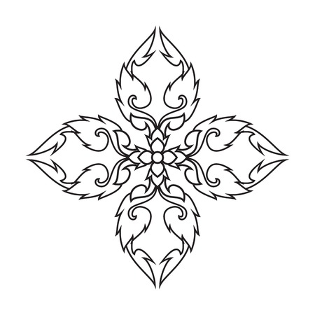 Thai Vintage Line Art Design Snowflake Vector for Christmas and New Year Decorationのイラスト素材