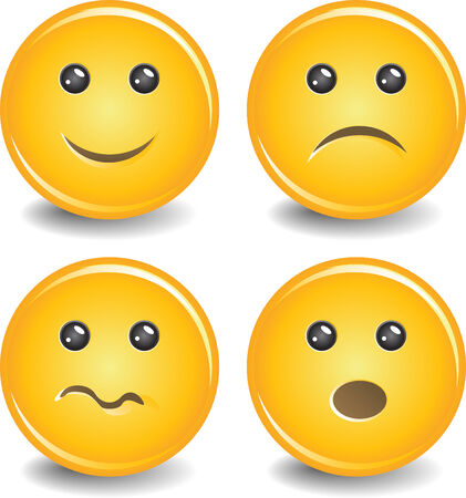 Four yellow smile with emotionsのイラスト素材