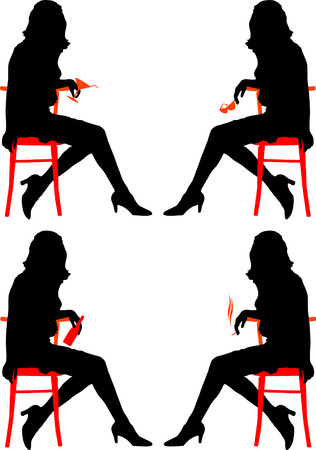 Four sitting girlsのイラスト素材