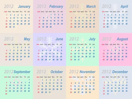 Vector calendar 2012 (week starts on Sunday)のイラスト素材