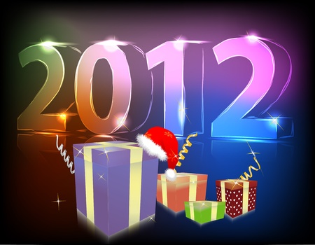 Neon gift 2012 year vector illustrationのイラスト素材