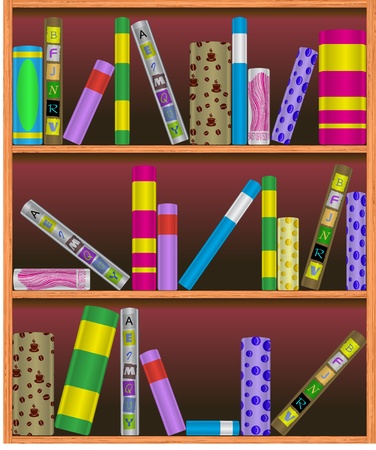 illustration bookshelf illustrationのイラスト素材