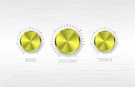 gold volume treble bass knobsのイラスト素材