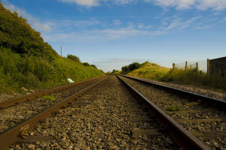 Railway line blue skyの写真素材