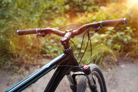 Summer sport bicycle in park with sunshine backgroundの写真素材