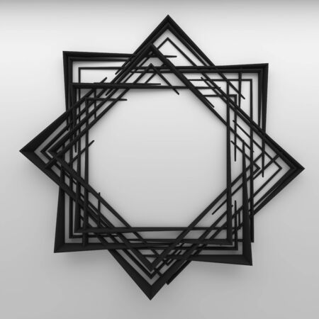 blank abstract polygonal frames on white wall