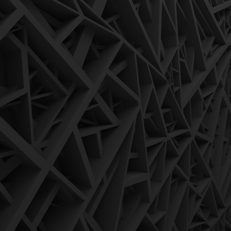 Black geometric color abstract polygons, as extruded cells. Interior room
