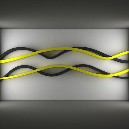 Wave lines backgound. Abstract wide wallpaper as interior room