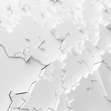 Geometric white abstract polygons, as crack wall. Interior roomの写真素材