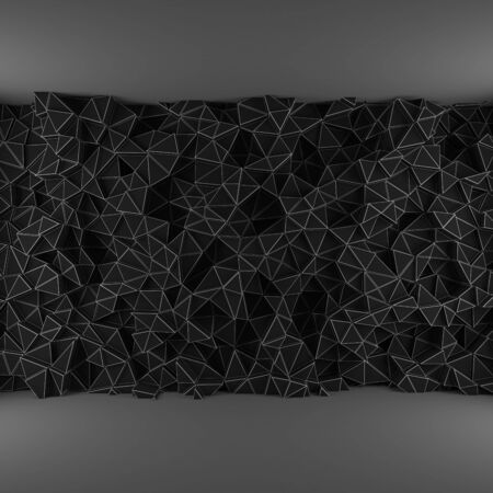 Black abstract 3d geometric triangles backdrop with lightingの写真素材