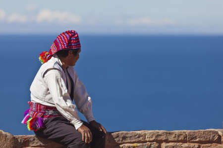 Taquile island, Titicaca lake, Puno, Peru - June 18, 2012のeditorial素材