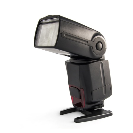 Digital camera flash on whiteの写真素材