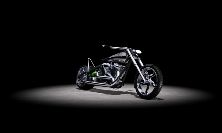 Chopper illuminated by  spot light on the stageの写真素材