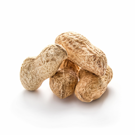 Peanuts in shell on white background