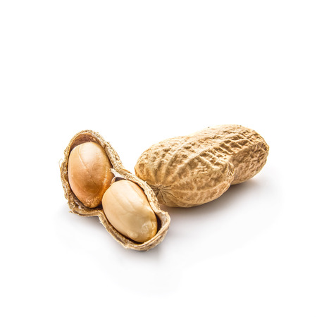 Peanuts in shell on white background