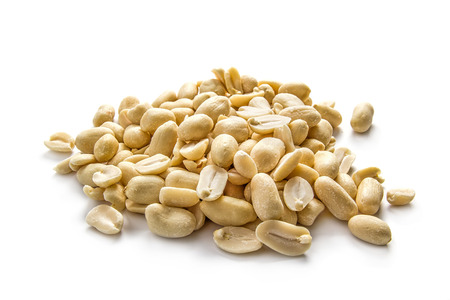 Pile of peanuts on white  backgroundの写真素材