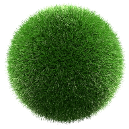 Green grass ball isolated 3d renderの写真素材