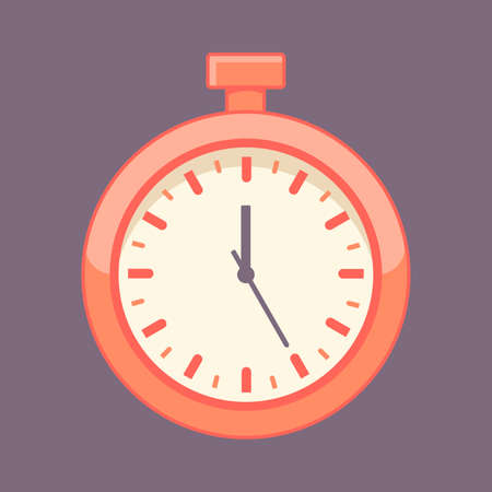 flat bright illustration orange clock icon atimer vector watchのイラスト素材