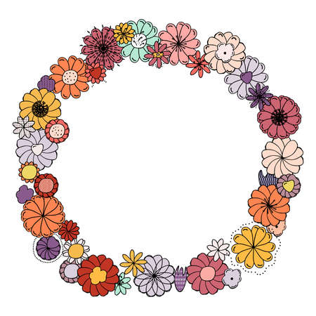 Vector illustration of summer flowers. Botanical doodleのイラスト素材