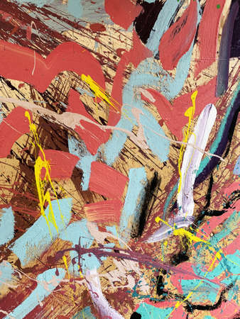 Abstract bright background. Spilled smeared paint on the wall. Smears and stains of paint. High quality photoの写真素材