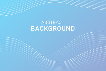 Abstract blue gradient background with thin waves. Vector illustration