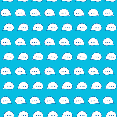 Comic bubbles on a blue background. Seamless pattern. Dialogue, communication or online chat. Discussion and conversations on the Internet. Comments in the social network. Doodle. Vector illustrationのイラスト素材