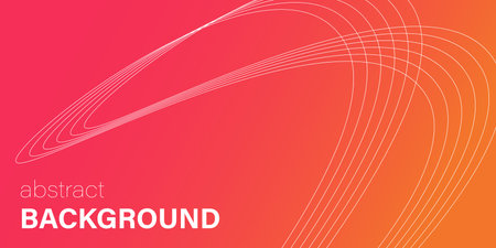Abstract Background with Contour Lines Wave. Abstract Shape with thin outline. Orbit or spiral. Line crossing. Pink orange gradient background. Vector illustration.のイラスト素材