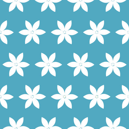 Seamless pattern of white daisies on a blue background. Field flower petals. Simple summer pattern. Divination. Vector illustrationのイラスト素材