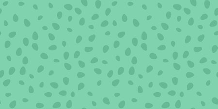 Abstract green pattern with dots. Egg-shaped, oval spots randomly scattered across the backdrop. Calm, simple and minimalistic print. Wrapping design. Color image. Vector illustration.のイラスト素材