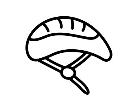 Bicycle helmet side view Doodle style. Isolate drawn protective headwear, casque for travel. Outline art cycle accessory. Black and white contour drawing for children. Vector illustrationのイラスト素材