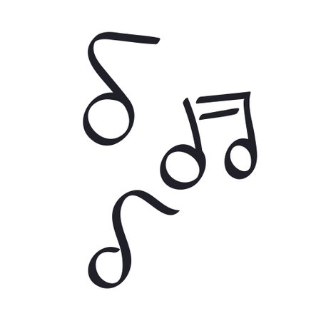 Doodle musical Notes. Hand drawn marker symbols of Melody, Sound. Outline Song icon. Childish image. Simple comic style. Isolated black ink shapes. Black and white sketch icons. Vector illustrationのイラスト素材