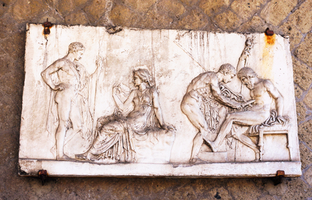 Mural relief-ancient Herculaneum - Italyのeditorial素材