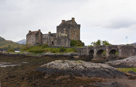 Eilean Donan Castle is located at Loch Duich in the western Scottish Highlands. This photo shows overall view from outside.のeditorial素材