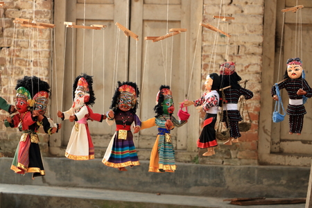 Traditional Nepalese puppets in Nepal, Puppet in Kathmanduの写真素材