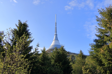 The Jested tower, tourist attraction near Liberec in Czech republic, Europe, TV broadcast towerのeditorial素材