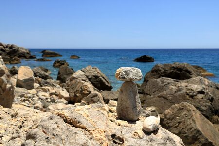 Sweet water beach near to Hora Sfakion an loutro on Crete in Greeceの写真素材