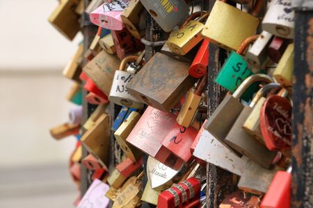 love locks near Vienna in Austriaの写真素材
