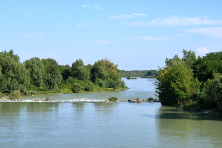Bratislava, Slovakia, July 18 2019: Area around the Danube dam Cunovo near Bratislava, Slovakia, Europeのeditorial素材