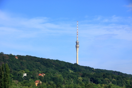 Dresden, Saxony, Germany - July 13, 2019: View of the Television tower of Dresden in Germany.のeditorial素材