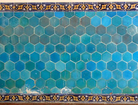Beautiful Islamic patterns in Uzbekistan, Geometric backgroundの写真素材