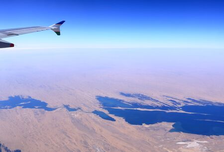 Amu Darya River Plane. State border between Uzbekistan and Turkmenistan, Central Asia.の写真素材