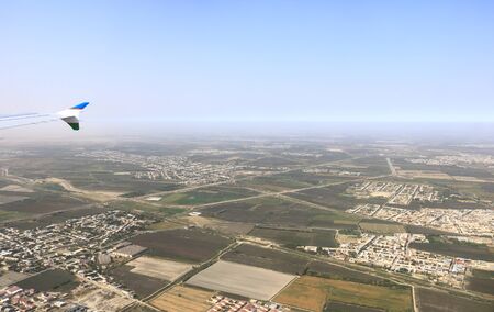 City aerial View from airplaine of Bukhara in Uzbekistan